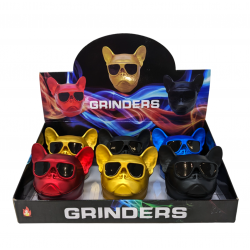 62mm Assorted Color 4 Parts Dog Grinders 6Ct Display - [62MM6CT]